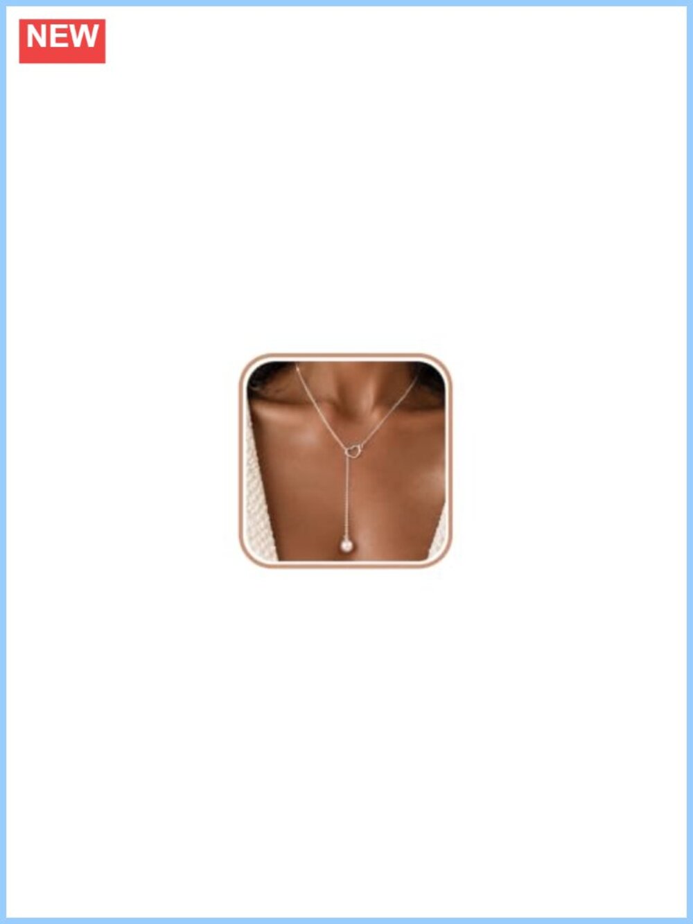 Sterling Silver Y Drop Lariat Necklace with Pearl Heart